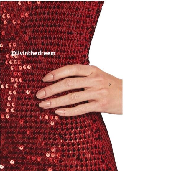 RETROFETE ALEXA SEQUIN HIGH SLIT BODY-CON SEXY RED CROCHET DRESS M/L $775 - Picture 6 of 13